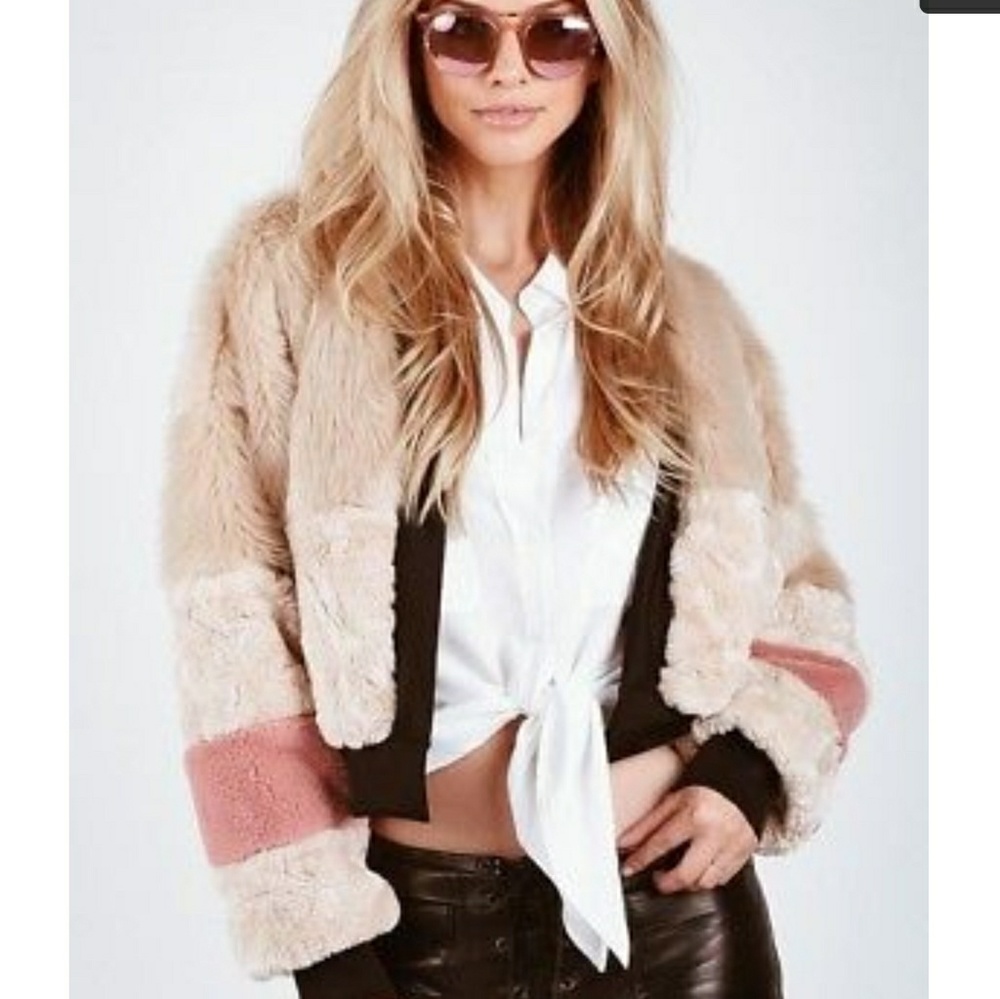 NWT YF&B Faux Fur jacket chubby topper - Picture 3 of 8